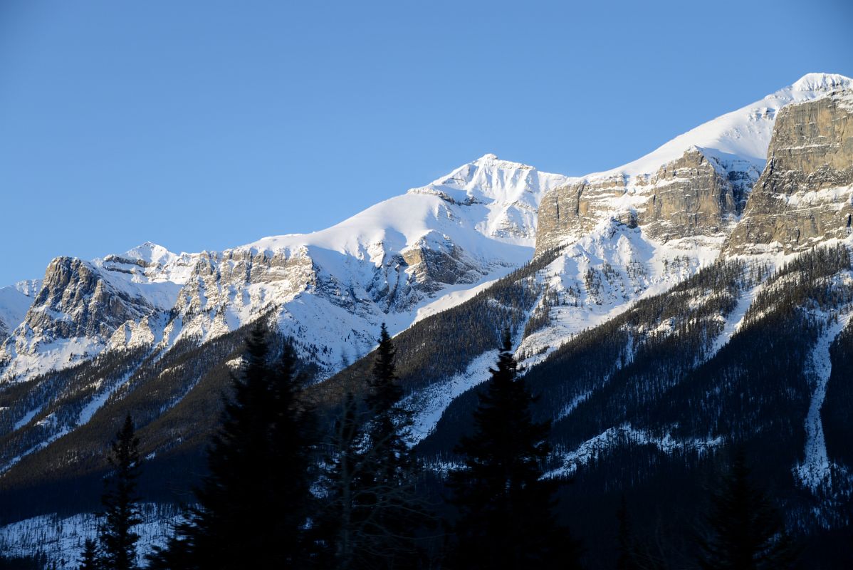 19B Mount Rundle Ridge Near East End Just After Sunrise From Trans Canada Highway Near Canmore In Winter